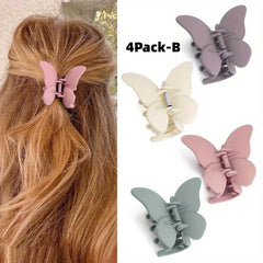 4pcs Matte Hair Claw Clip Butterfly Shape Sweet Hair Claw Girls Hair Accessory