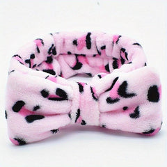 Leopard Patterned Butterfly Knot Hair Band Flannel Tie Hair Band