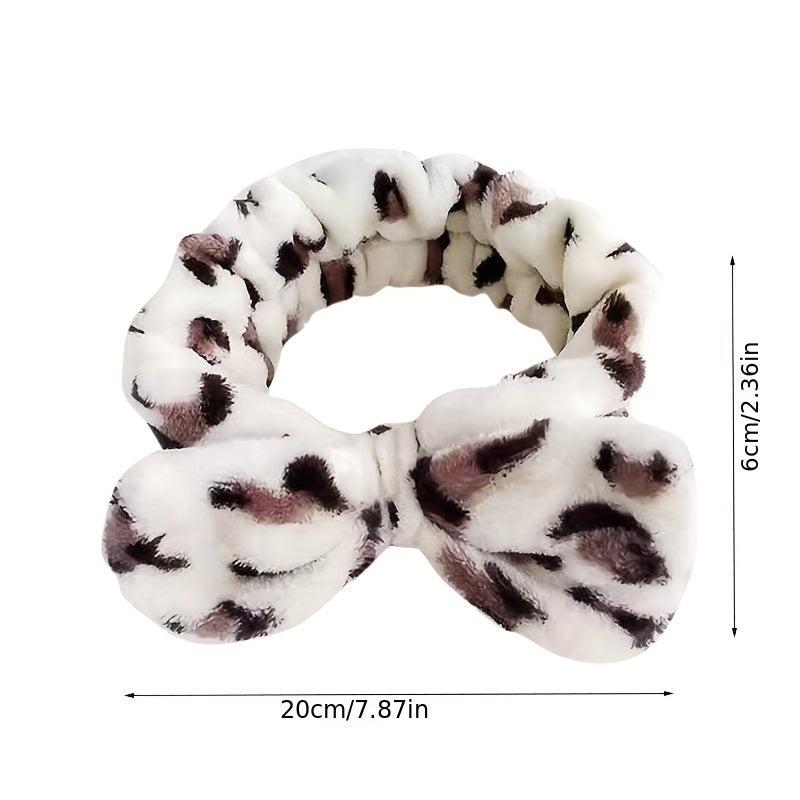 Leopard Patterned Butterfly Knot Hair Band Flannel Tie Hair Band