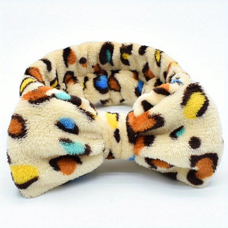 Leopard Patterned Butterfly Knot Hair Band Flannel Tie Hair Band