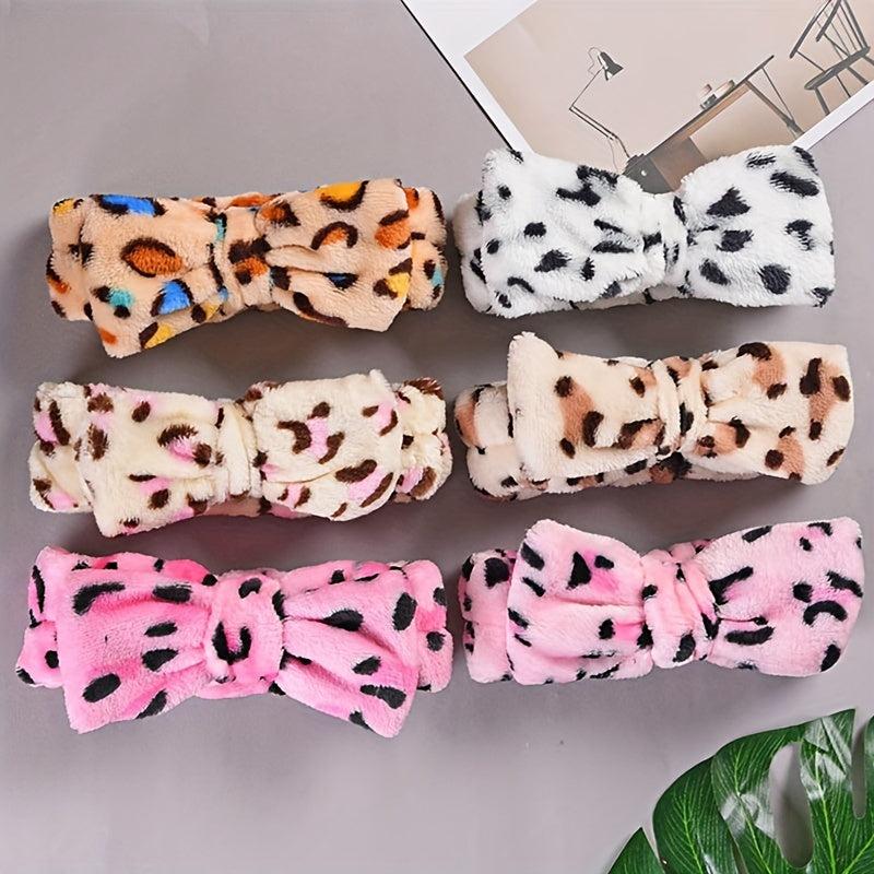 Leopard Patterned Butterfly Knot Hair Band Flannel Tie Hair Band