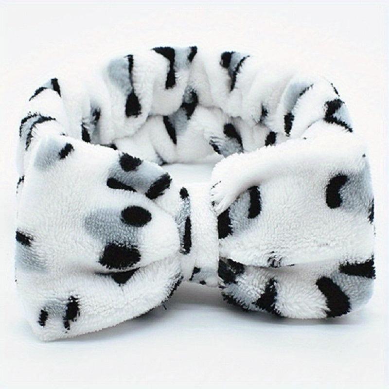 Leopard Patterned Butterfly Knot Hair Band Flannel Tie Hair Band
