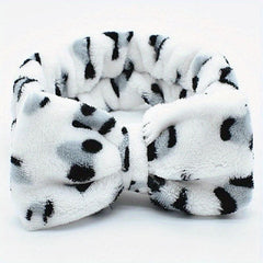 Leopard Patterned Butterfly Knot Hair Band Flannel Tie Hair Band