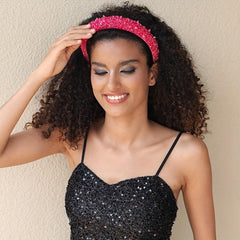 Crystal Beaded Headband Wide Head Hoop Sparkling Headdress Rhinestone Hair Band
