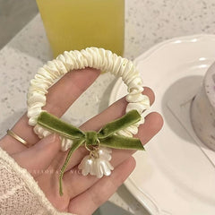Bell Orchid Flower Scrunchies Velvet Bow Hair Rope