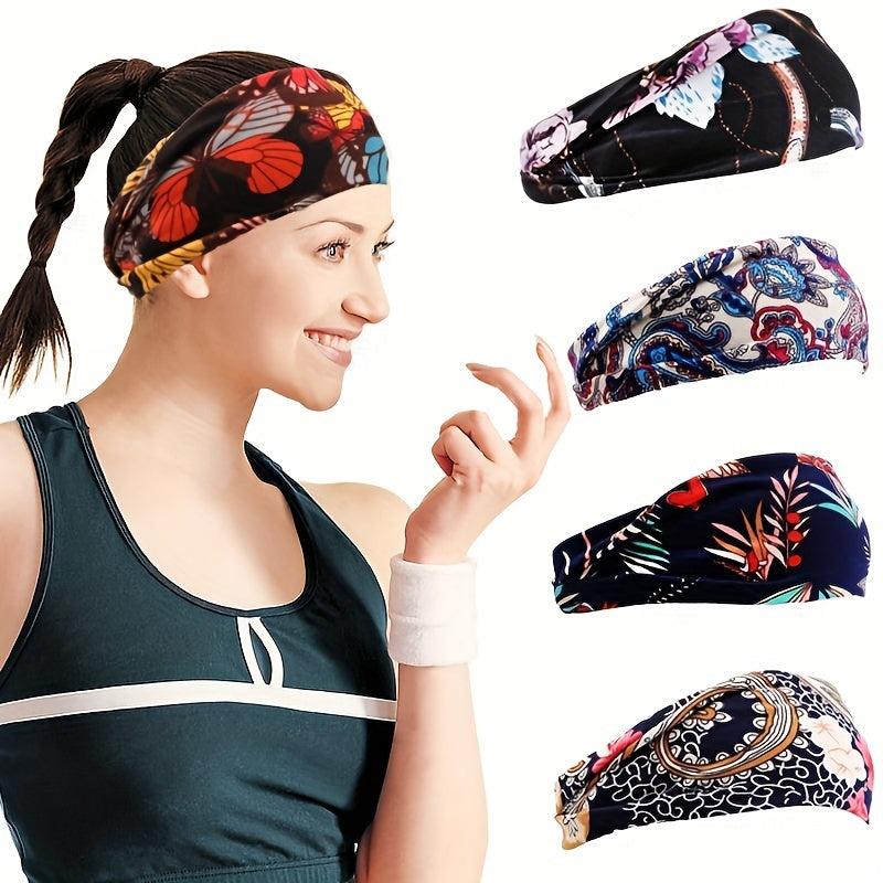 Women's Printed Sports Headband Yoga Hairband Wide Fitness Bandana