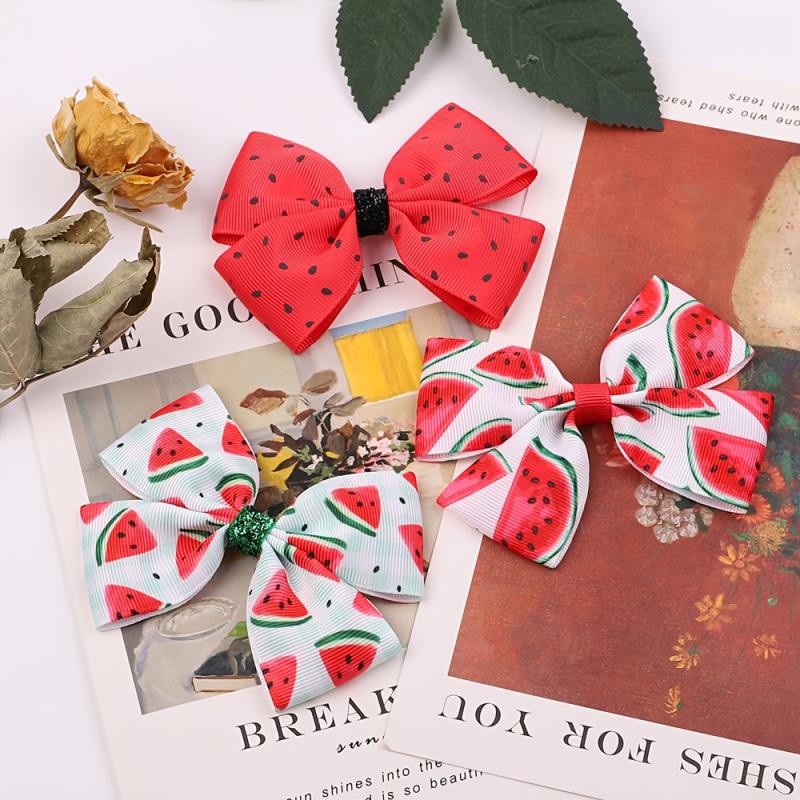 Watermelon Pattern Bowknot Hair Clips for Women Girls