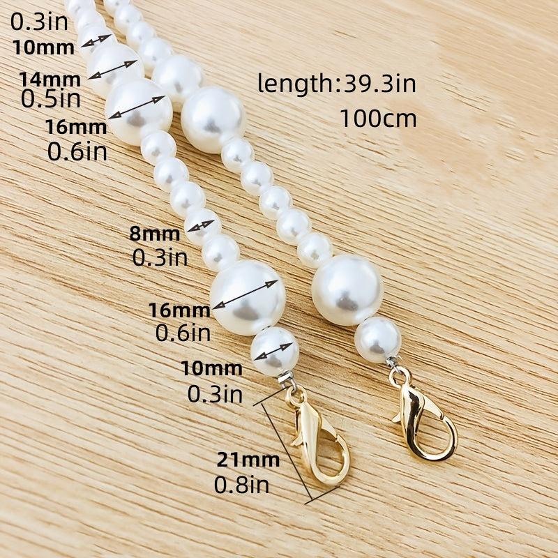 Faux Pearl Beaded Bag Strap Replacement Accessory With Lobster Clasp