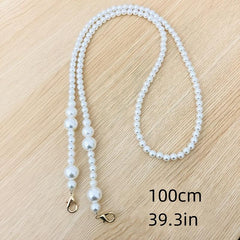 Faux Pearl Beaded Bag Strap Replacement Accessory With Lobster Clasp