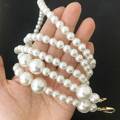 Faux Pearl Beaded Bag Strap Replacement Accessory With Lobster Clasp