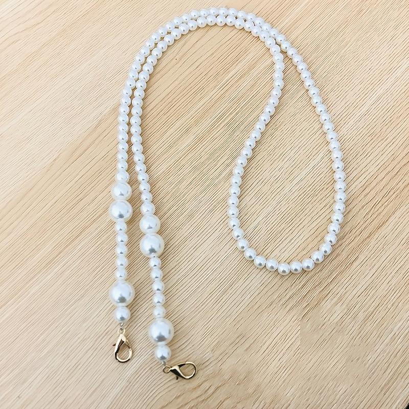 Faux Pearl Beaded Bag Strap Replacement Accessory With Lobster Clasp