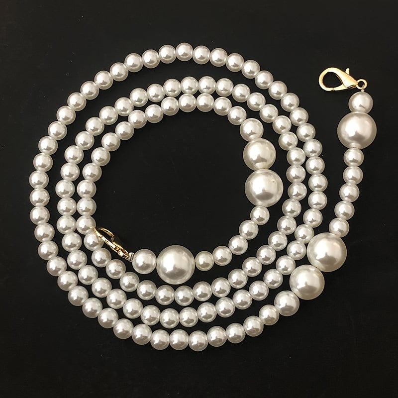 Faux Pearl Beaded Bag Strap Replacement Accessory With Lobster Clasp