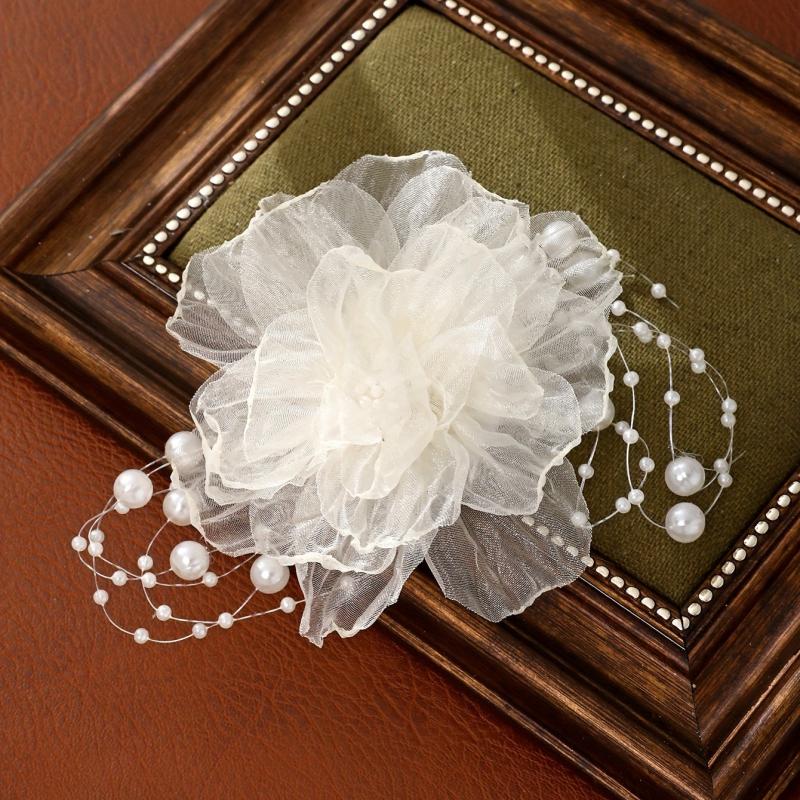 Organza Flower Hair Clip Bridal Wedding Hair Accessory