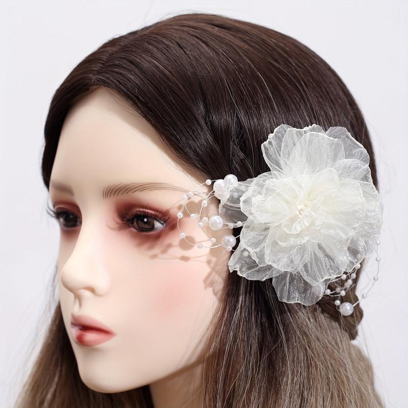 Organza Flower Hair Clip Bridal Wedding Hair Accessory