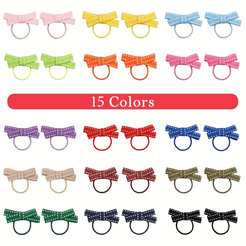30pc 15pairs Hair Rubber Bands Bright Cartoon Girl's Elastic Hair Band