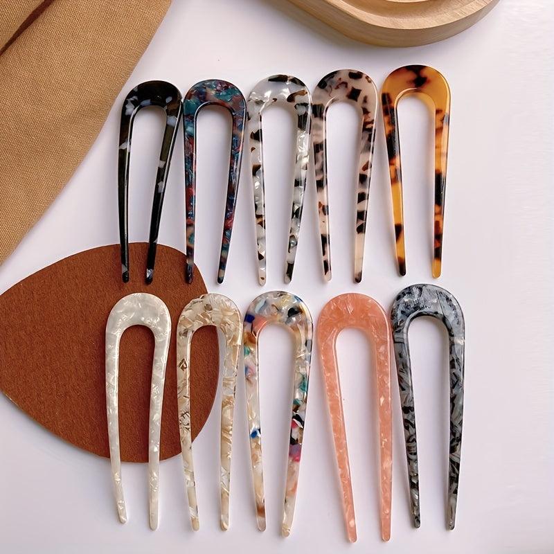 Vintage Acetate U Shape Hair Fork Gradient Hair Stick