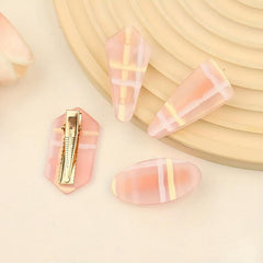 3pcs Jelly Pink Hair Clip Colorful Stripes Duck Billed Clip