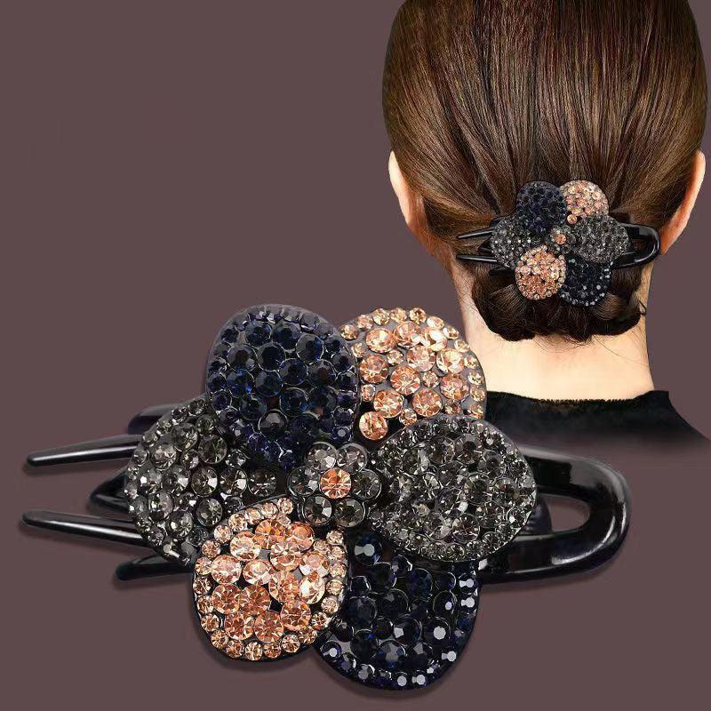 Rhinestone Flower Hair Claw Clip Ponytail Holder Accessories