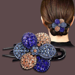 Rhinestone Flower Hair Claw Clip Ponytail Holder Accessories