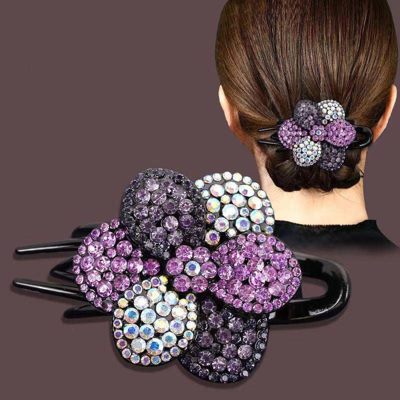 Rhinestone Flower Hair Claw Clip Ponytail Holder Accessories
