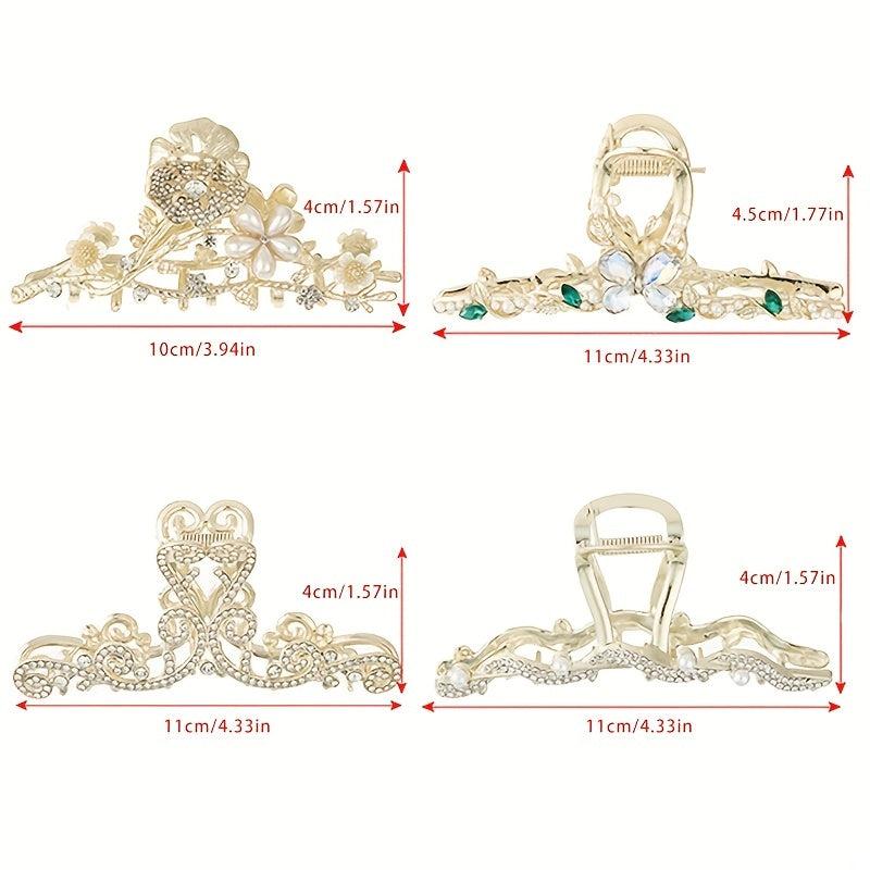 Flower Hair Claw Clip Faux Pearl Rhinestone Hair Crab Clips for Women