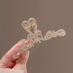 Flower Hair Claw Clip Faux Pearl Rhinestone Hair Crab Clips for Women