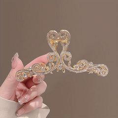 Flower Hair Claw Clip Faux Pearl Rhinestone Hair Crab Clips for Women