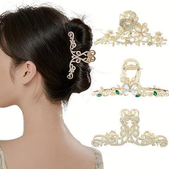 Flower Hair Claw Clip Faux Pearl Rhinestone Hair Crab Clips for Women