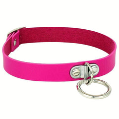Punk Style Leather Choker with Lifting Ring Buckle