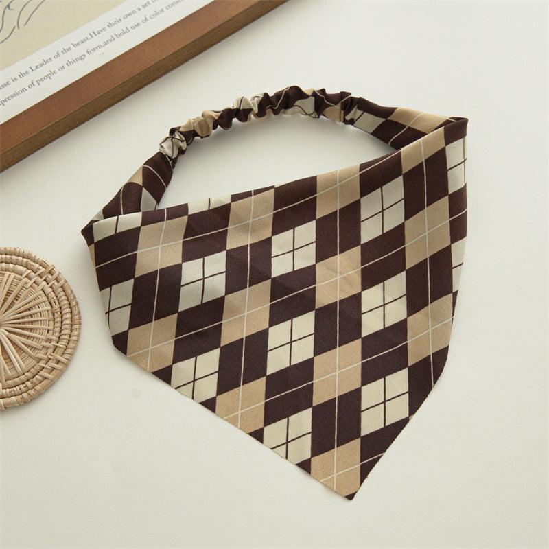 5pcs Checkered Tie Dye Bandana Scarf Hair Band Women Hair Accessories