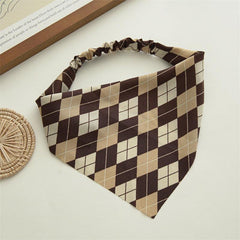 5pcs Checkered Tie Dye Bandana Scarf Hair Band Women Hair Accessories