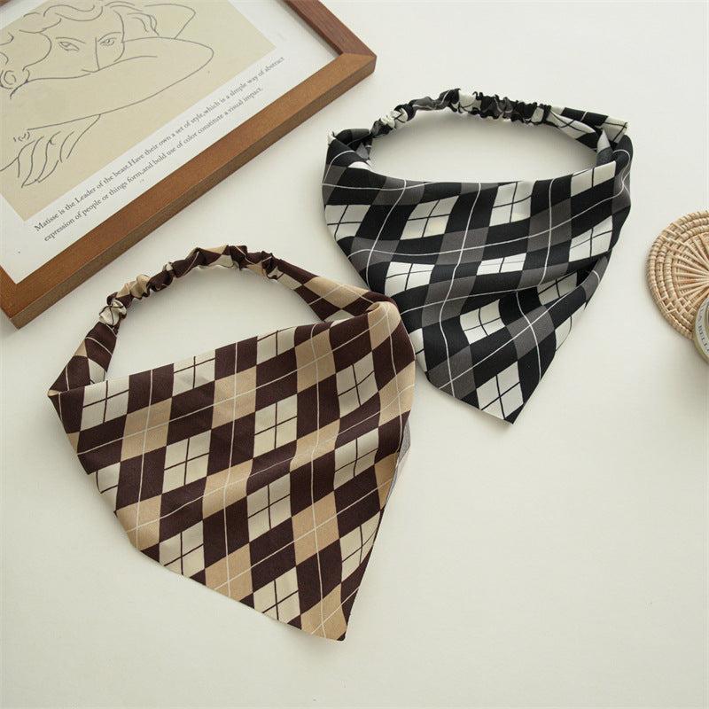 5pcs Checkered Tie Dye Bandana Scarf Hair Band Women Hair Accessories