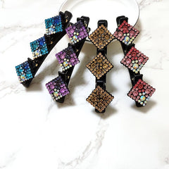 Crystal Stone Braided Hair Clips Satin Fabric Hair Bands