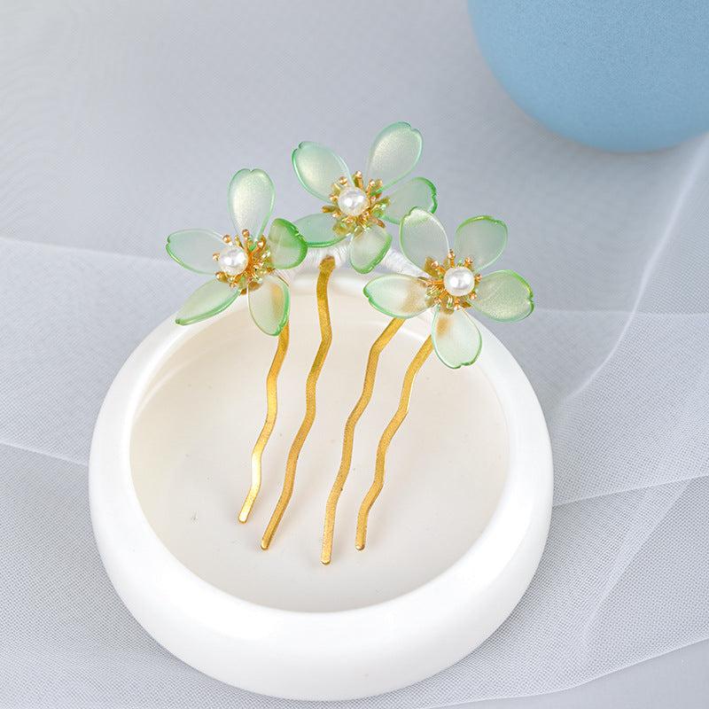 Faux Pearl Flower Hair Pin Chinese Style Hair Accessories