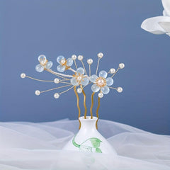 Faux Pearl Flower Hair Pin Chinese Style Hair Accessories