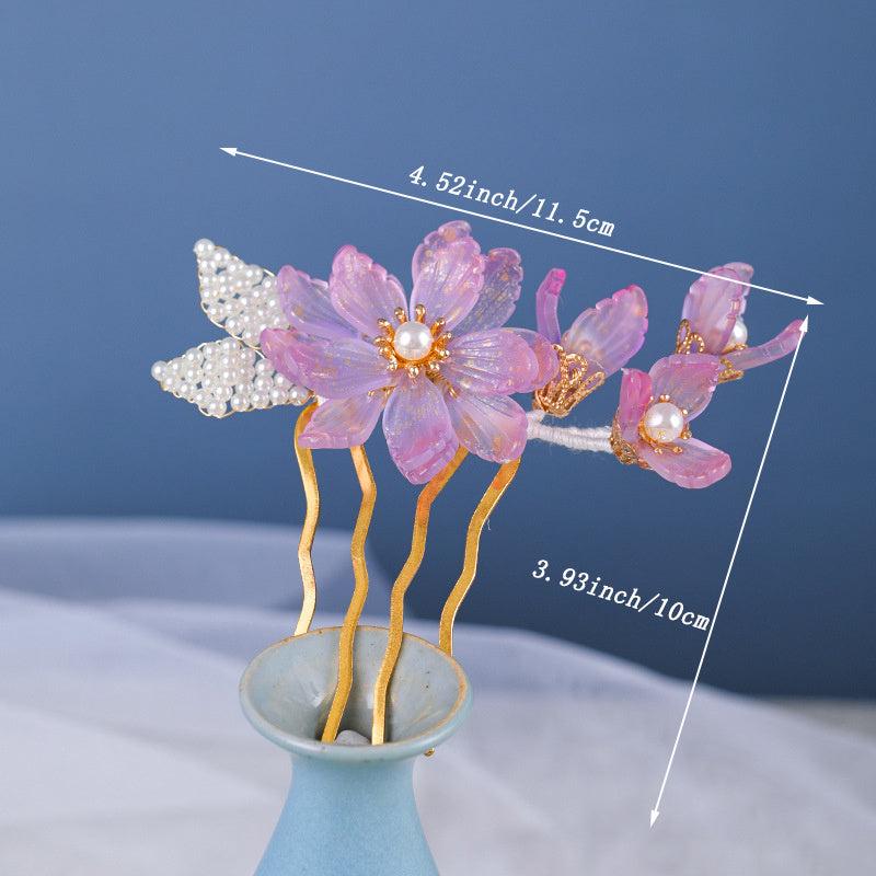 Faux Pearl Flower Hair Pin Chinese Style Hair Accessories