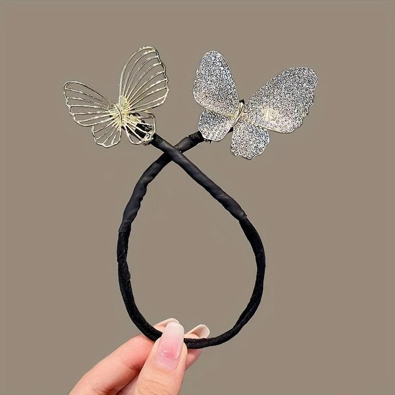 Rhinestone Fishtail Shape Hair Rope Bun Maker Ponytail Holder Hair Styler
