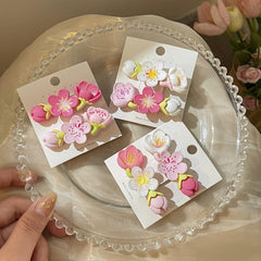 2pcs Pink Flower Hair Clip Acrylic Barrette Hair Accessories Women