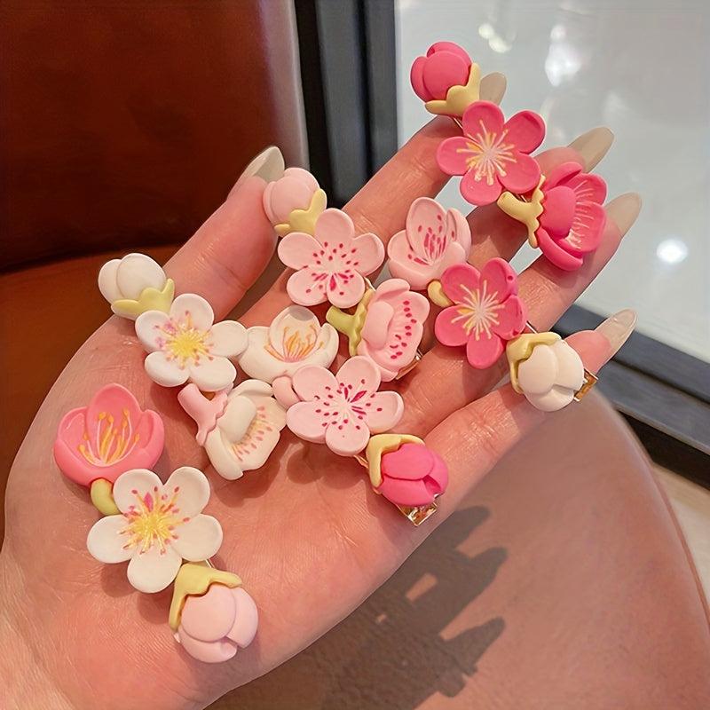 2pcs Pink Flower Hair Clip Acrylic Barrette Hair Accessories Women