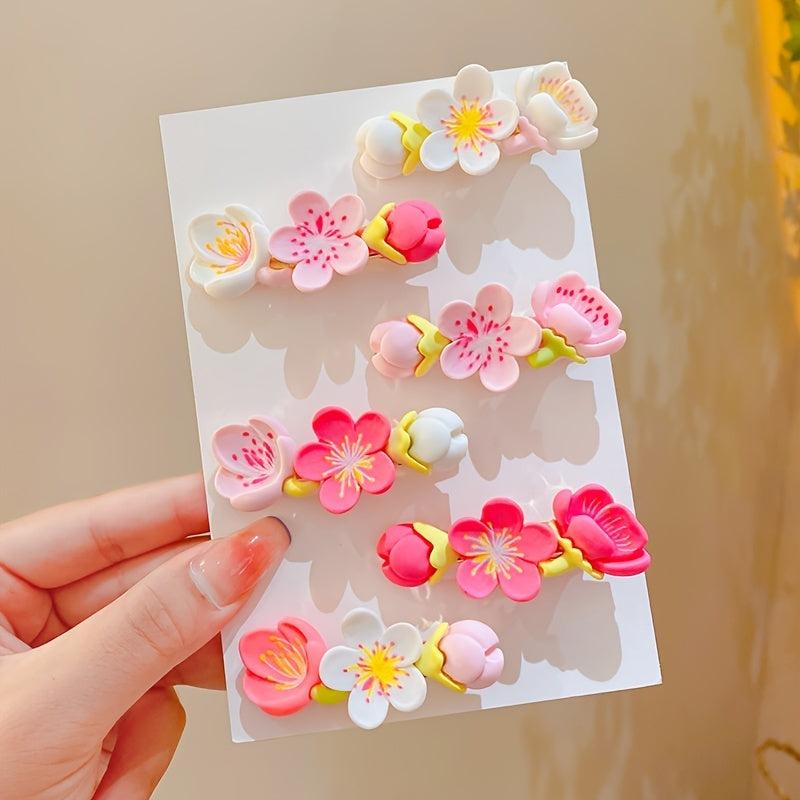 2pcs Pink Flower Hair Clip Acrylic Barrette Hair Accessories Women