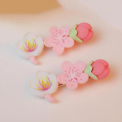 2pcs Pink Flower Hair Clip Acrylic Barrette Hair Accessories Women