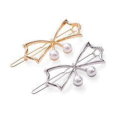 Alloy Bowknot Pearl Hairclip Metal Hairpin Barrette Party Prom Hair Accessories