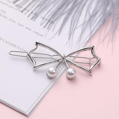 Alloy Bowknot Pearl Hairclip Metal Hairpin Barrette Party Prom Hair Accessories