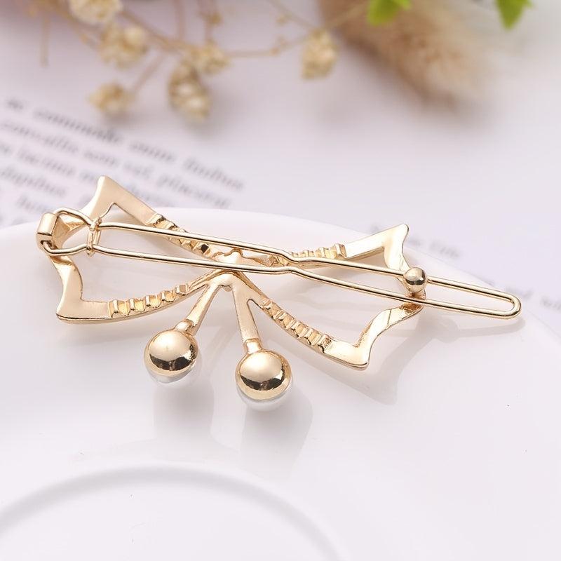 Alloy Bowknot Pearl Hairclip Metal Hairpin Barrette Party Prom Hair Accessories