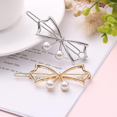 Alloy Bowknot Pearl Hairclip Metal Hairpin Barrette Party Prom Hair Accessories