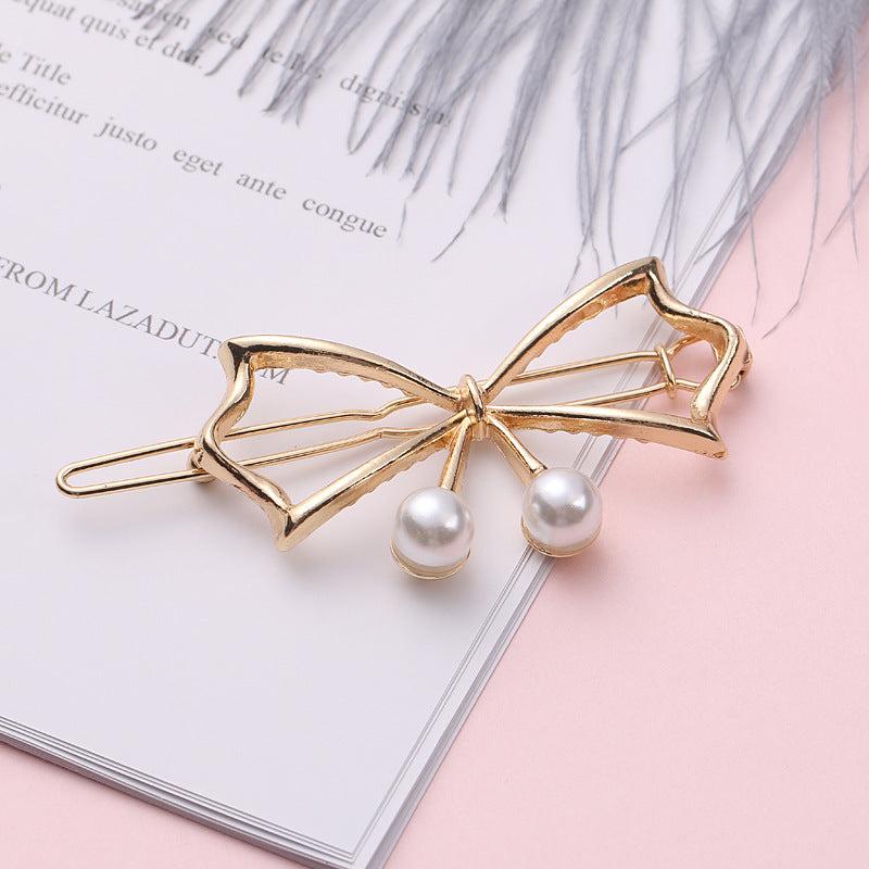 Alloy Bowknot Pearl Hairclip Metal Hairpin Barrette Party Prom Hair Accessories