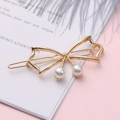 Alloy Bowknot Pearl Hairclip Metal Hairpin Barrette Party Prom Hair Accessories