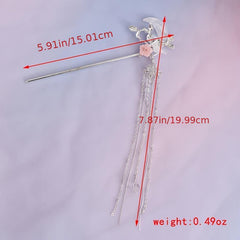 Moon Leaf Flower Tassel Hairpin Ancient Style Hair Accessories