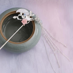 Moon Leaf Flower Tassel Hairpin Ancient Style Hair Accessories