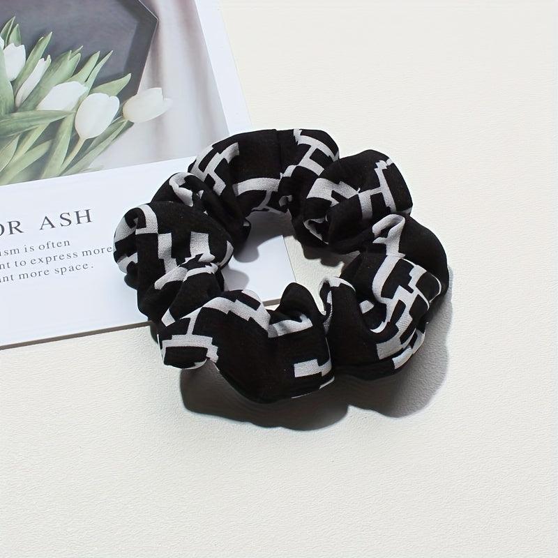 10pcs Plaid Large Scrunchie Hair Ring Female Head Rope Ponytail Holder